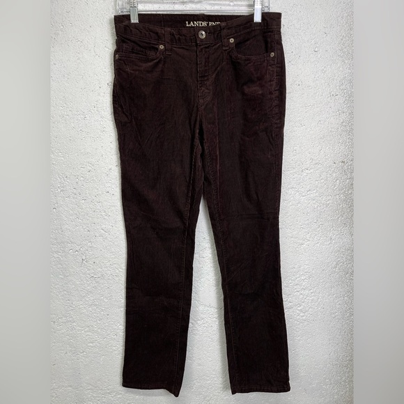 Lands End Corduroy Brown Pants 5 Pocket Mid Rise Straight Size 6 - Picture 1 of 10